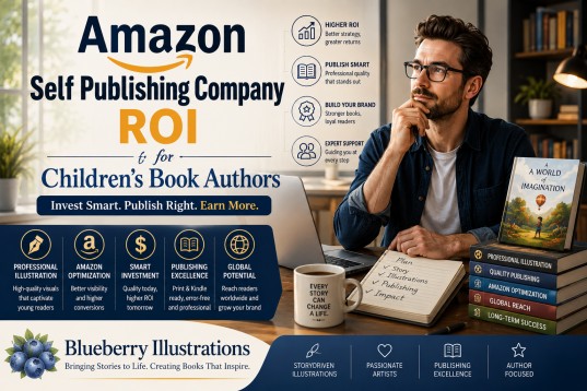 Amazon self publishing company ROI strategy for children's book authors with professional illustration and publishing workflow