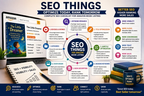 Amazon SEO for books to improve rankings visibility and increase book sales on Amazon