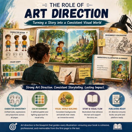 Art direction role in book illustration companies and children's book publishing services