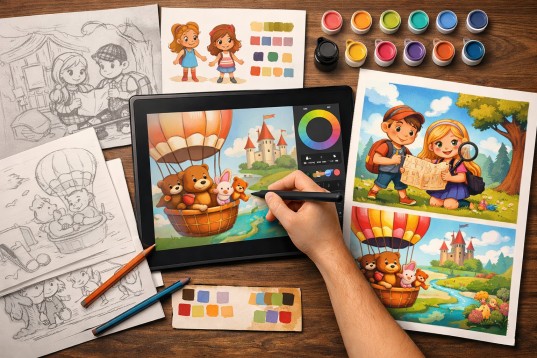 Book illustration companies showcasing children’s book artwork styles and illustration examples